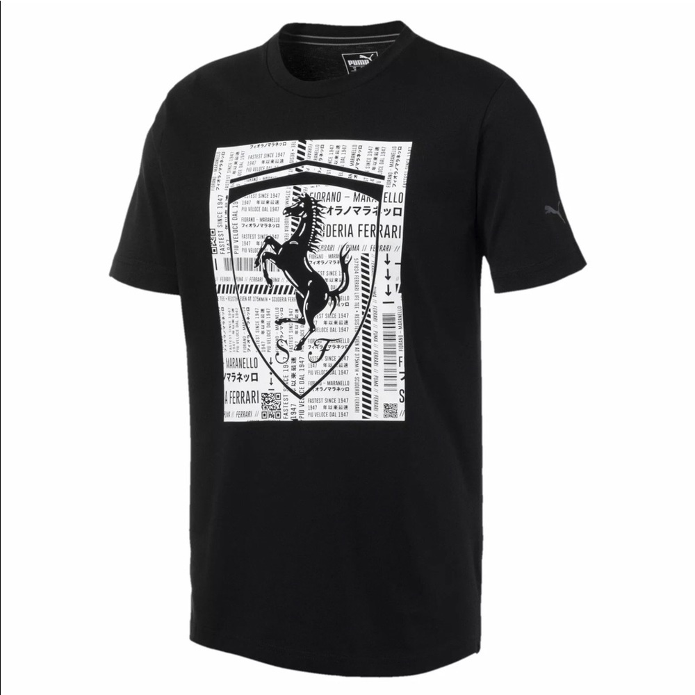 Puma Ferrari Big Shield Puma Black Mens T-Shirt